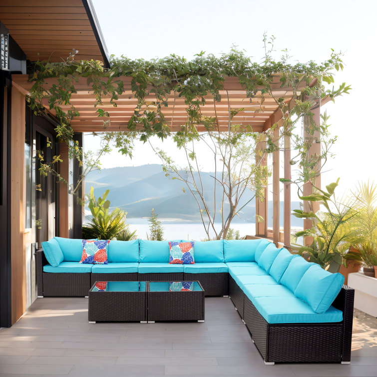 Latitude Run® Ritvi Wicker/Rattan 9 Person Seating Group with